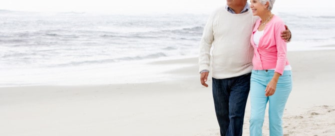 Couple walking on beach