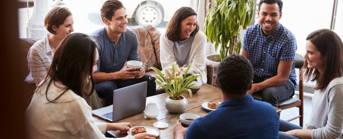 Group of friends in coffee shop