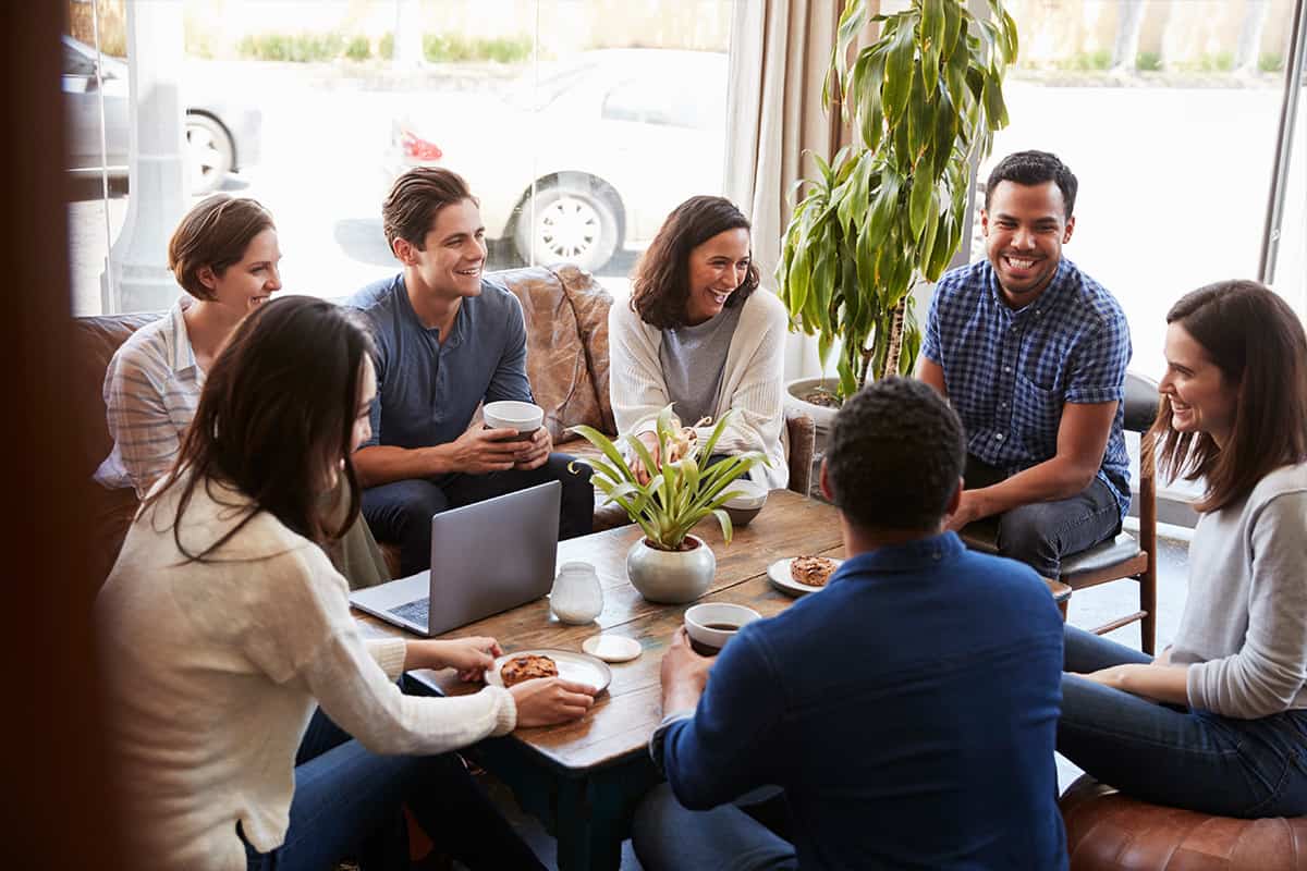 Group of friends in coffee shop