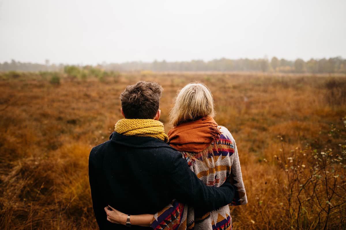 Couple holding each other