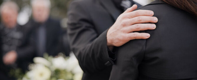 person shares the right things to say at a funeral to a grieving person